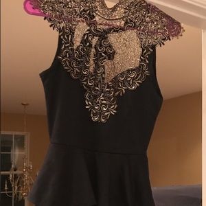 Vintage Black Dress with gold collar